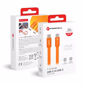 Cable USB C to USB C Forcell F-Energy QC4.0 PD 3A 60W Cafule Flat 1,2 m CCFN23 orange