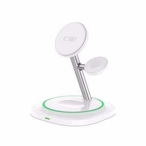 "Tech-Protect QI15W-A46 3in1" magnetinis indukcinis įkroviklis "MagSafe" - baltas