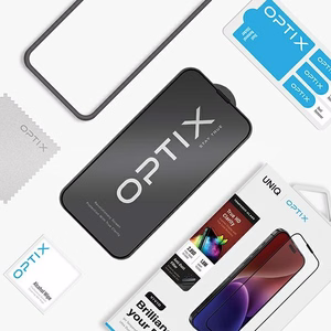 Uniq Optix Vivid glass for iPhone 15 Plus / 14 Pro Max with applicator
