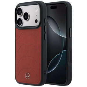 Mercedes Leather Mesh with Bow Line MagSafe dėklas iPhone 17 Pro Max, raudonas