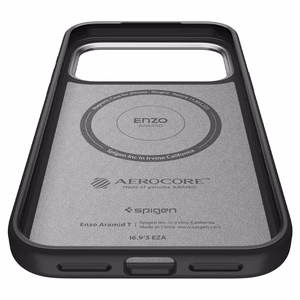 Spigen Enzo Aramid "T" MagSafe dėklas iPhone 17 Pro Max - juoda ir sidabrinė