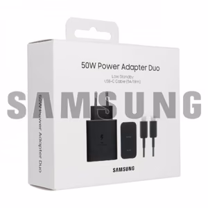 Įkroviklis Samsung EP-T5020XB juodas 50W (su pakuote) + Type-C laidas / 100% Originalus /