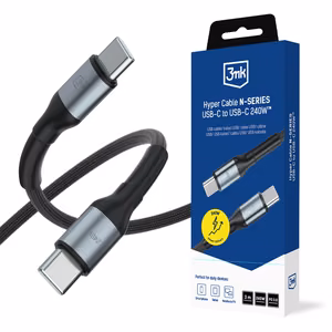3mk Hyper Cable N-SERIES USB-C / USB-C 3m PD 3.0 QC 3.0 48V / 5A 240W - juodas