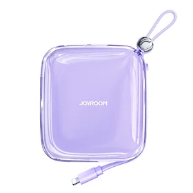 Joyroom išorinė baterija 10000mAh Jelly Series 22.5W su įmontuotu Lightning kabeliu violetinė (JR-L003)