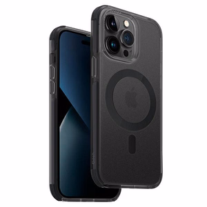 Uniq Combat dėklas telefonui iPhone 14 Pro 6.1" su Magclick įkrovimu - juoda / betono pilka