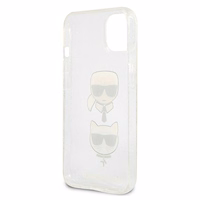 Karl Lagerfeld Glitter Karl's & Choupette Head Dėklas iPhone 13 mini - sidabrinis
