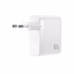 XO CE39 PD 67W sieninis įkroviklis, 3x USB-C, 1x USB, baltas