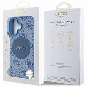 Guess 4G Circle Classic Logo Magnetinis dėklas telefonui iPhone 16 - mėlynas