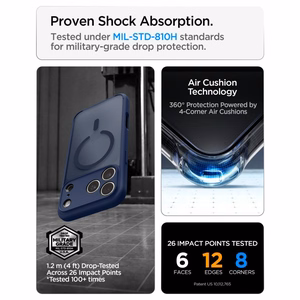 Spigen Ultra Hybrid MagSafe dėklas iPhone 18 Pro / 17 Pro, tamsiai mėlynas