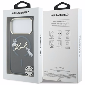 Karl Lagerfeld IML Choupettes Karl Script Logo MagSafe Dėklas for iPhone 17 Pro - juodas