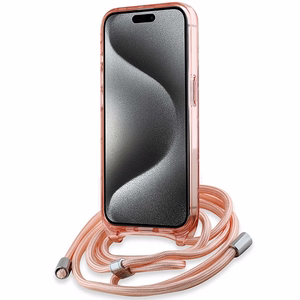 Karl Lagerfeld IML Crossbody Monogram Karl & Choupette Head MagSafe dėklas telefonui iPhone 15 Pro Max - rožinis