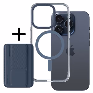 Amazing Thing Titan Pro Mag piniginės dėklas 10FT IP156.1PTWBU Iphone 15 Pro tamsiai mėlyna su stovu