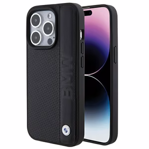 BMW odinis tekstūruotas ir juostos dėklas telefonui iPhone 15 Pro - juodas