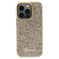 Guess Disco Metal Script dėklas telefonui iPhone 14 Pro Max – auksinis