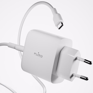 Puro Daily Prolite 45W USB-C USB-A Power Delivery įkroviklis su USB-C kabeliu - baltas