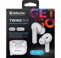 Bluetooth ausinės TWINS 903 balta