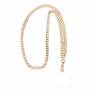 CHAIN #81 Kaklo dirželis telefonui, su pakabuku / ilgio 80 cm (kilpoje 40 cm) / ant kaklo - auksinis
