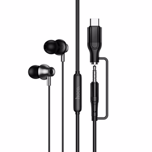 Hoco M119A laidinės ausinės su mikrofonu, 3,5 mm / USB-C jungtis, juodos