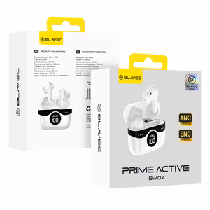 Blavec Bluetooth TWS ausinės BW-04 Prime Active ANC+ENC (BW04PA-W) baltos