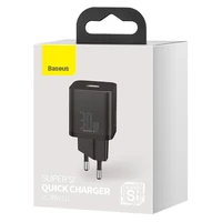 Baseus Super Si 1C greito įkrovimo įkroviklis USB Type C 30W Power Delivery Quick Charge juodas (CCSUP-J01)