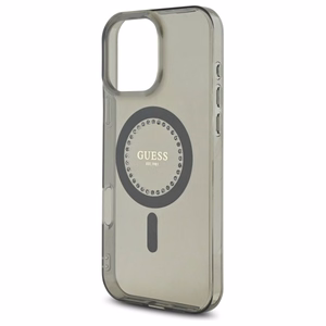 Guess IML Rhinestones Magnetinis dėklas telefonui iPhone 16 Pro - juodas