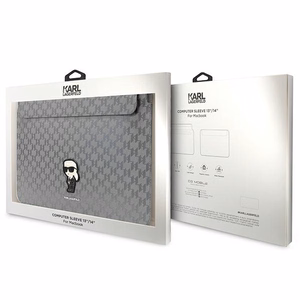 Karl Lagerfeld Saffiano Monograma Ikonik dėklas 14" nešiojamam kompiuteriui - sidabrinis