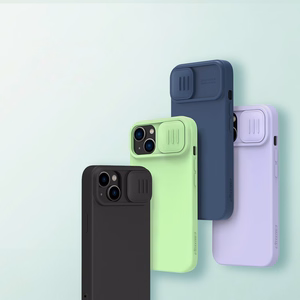 Nillkin CamShield Silky Silikoninis dėklas iPhone 14 Plus dėklas su kameros dangteliu žalias