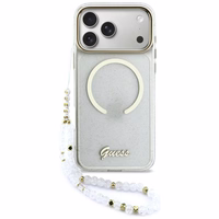 Guess IML Glitters Script Dirželis MagSafe Dėklas for iPhone 17 Pro Max - Clear