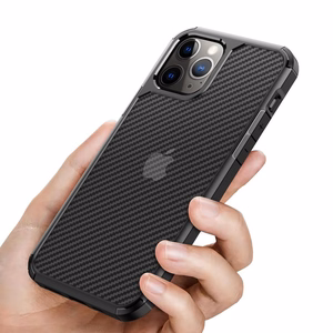 Crong Hybrid Carbon dėklas, skirtas iPhone 12 Pro Max, juodas