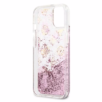 Guess GUHCP13SLGPEPI iPhone 13 mini 5.4" rožinis/rožinis kietas dėklas Peony Liquid Glitter