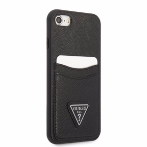 Guess GUHCI8PSATPK iPhone 7/8 SE 2020 / SE 2022 жёсткий чехол чёрный/чёрный Saffiano Triangle Logo Cardslot