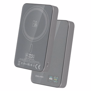 Blavec Išorinė baterija 10000mAh BJ-04 Plona 13,5mm - Type C - 22,5W magnetinė Magsafe 3 in 1 (PBBJ04-MC10G) pilka stiklas