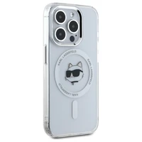 Karl Lagerfeld IML Metalinė Choupette galva MagSafe dėklas iPhone 15 Pro - baltas