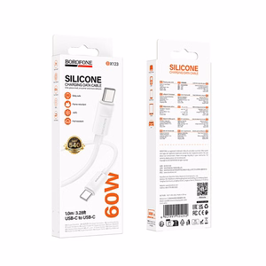 "Borofone" kabelis BX123 "Leya" - nuo C tipo iki C tipo - PD 60W 3A 1 metras, baltas