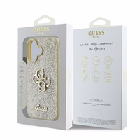 Guess Fixed Glitter Big 4G dėklas telefonui iPhone 16 Plus - auksinis