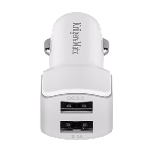 Kruger&Matz automobilinis įkroviklis su 2 USB jungtimis, 3000 mA, Quick Charge 3.0