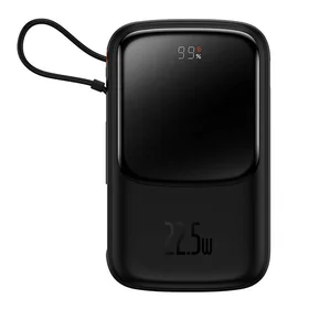 Maitinimo baterija "Baseus Qpow PRO" su laidu, 10000 mAh, 22,5 W (juoda)