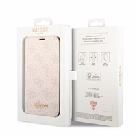 Guess GUBKP14SHG4SHP iPhone 14 6.1 "rožinė / rožinė knyga 4G Vintage Gold Logo