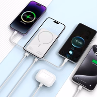 Tech-Protect LifeMag PB31 išorinė baterija su MagSafe 10000mAh 15W USB-C / USB-A / įmontuotu USB-C / Lightning kabeliais - balta