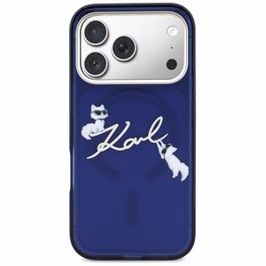 Karl Lagerfeld IML Choupettes Karl Script Logo MagSafe Dėklas for iPhone 17 Pro Max - mėlynas