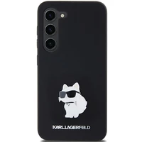 Karl Lagerfeld Silikoninis Choupette Metal Pin dėklas Samsung Galaxy S24 - juodas
