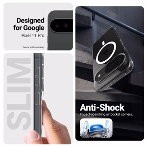 Crong Hybrid Clear Magnetic MagSafe dėklas, skirtas Google Pixel 11 Pro, skaidrus