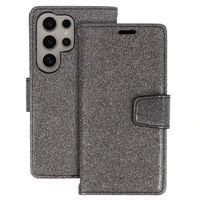 Glitter Magsafe knygos stiliaus dėklas Samsung Galaxy S23 Plus juodas