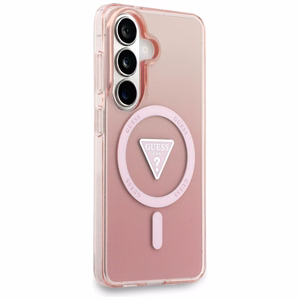 Guess dėklas IML Gradient Triangle MagSafe for Samsung Galaxy S26 rožinis