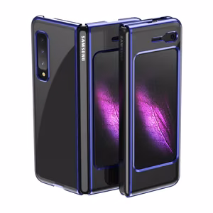 Plating dėklas kietas dėklas su elektroplokštės rėmeliu Samsung Galaxy Fold mėlynas