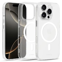 Liavec Blizgus Magnetinis Skaidrus dėklas telefonui Iphone 16 Pro balta