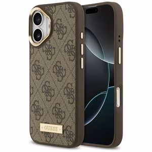 Guess 4G Logo Plate MagSafe чехол iPhone 17 коричневый