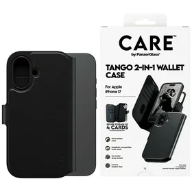 CARE by PanzerGlass Funkcinis Tango 2in1 Piniginės dėklas Magnetinis iPhone 17 - Juodas