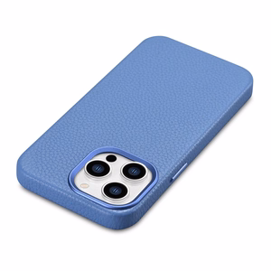 iCarer Litchi Premium odinis dėklas iPhone 14 Pro Max Magnetinis odinis dėklas su MagSafe Šviesiai mėlynas (WMI14220712-LB)