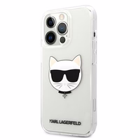 Karl Lagerfeld Choupette galvos dėklas telefonui iPhone 13 Pro Max – permatomas